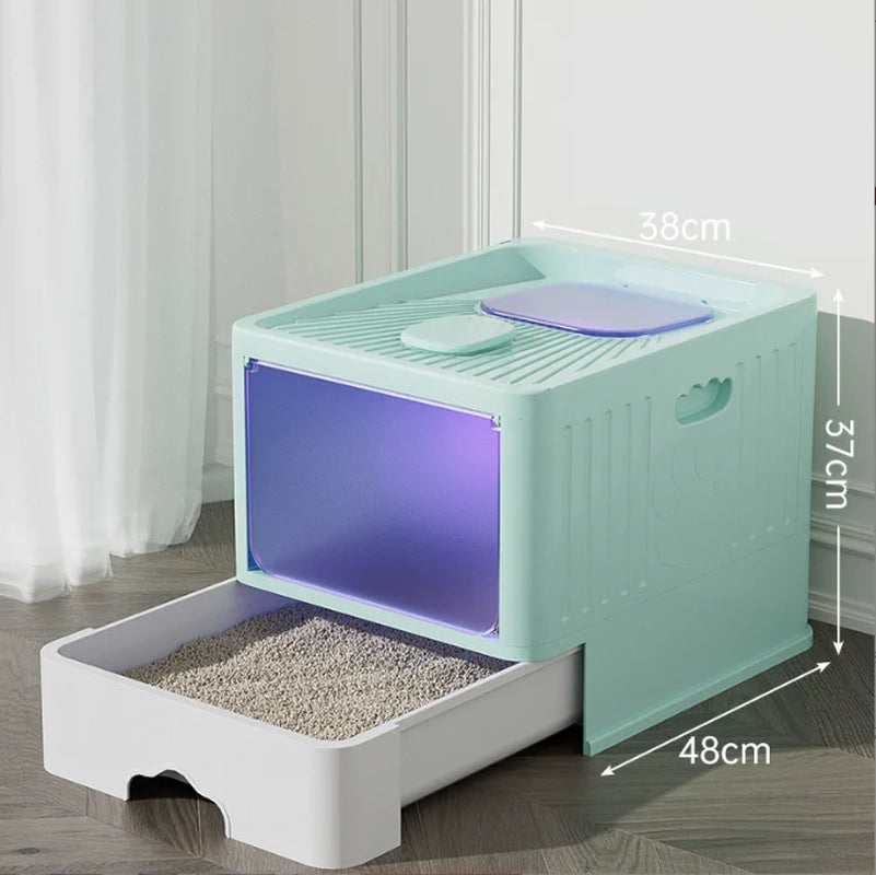 Cat Litter Box, Cat Toilet House, Self-Cleaning Litter Tray, Automatic Self-Cleaning Cat Litter Box with Ultraviolet Rays