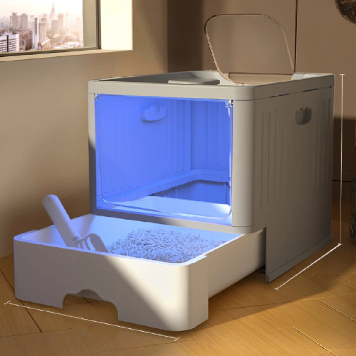 Cat Litter Box, Cat Toilet House, Self-Cleaning Litter Tray, Automatic Self-Cleaning Cat Litter Box with Ultraviolet Rays