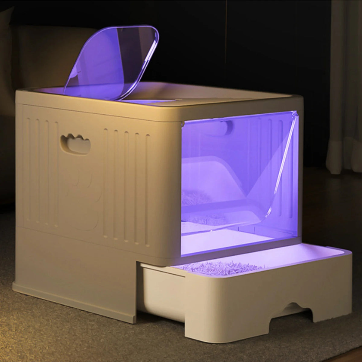 Cat Litter Box, Cat Toilet House, Self-Cleaning Litter Tray, Automatic Self-Cleaning Cat Litter Box with Ultraviolet Rays