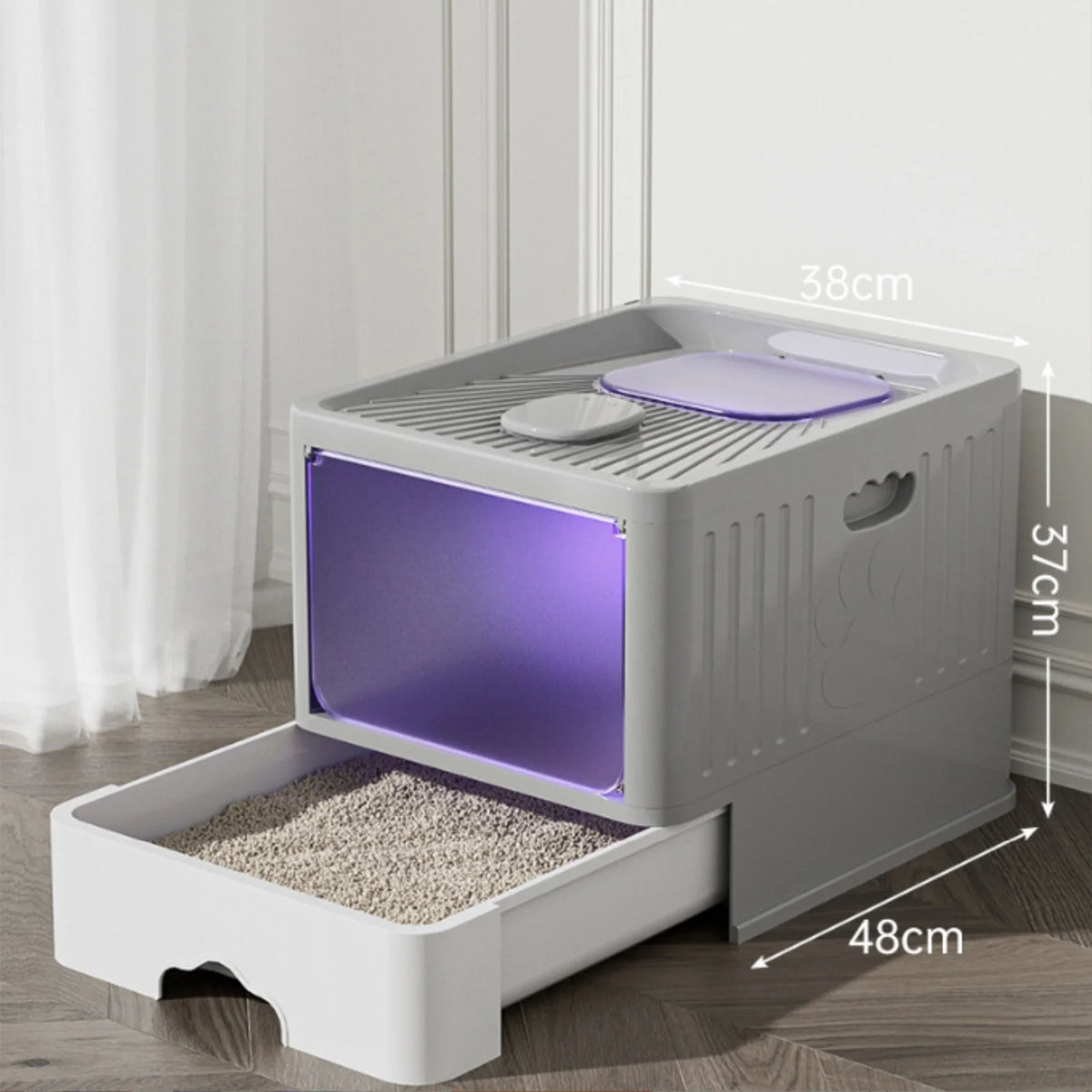 Cat Litter Box, Cat Toilet House, Self-Cleaning Litter Tray, Automatic Self-Cleaning Cat Litter Box with Ultraviolet Rays