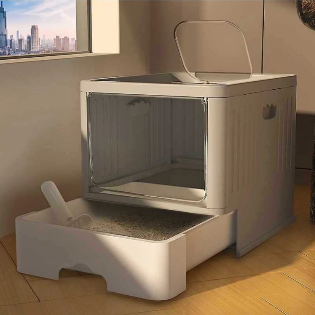 Cat Litter Box, Cat Toilet House, Self-Cleaning Litter Tray, Automatic Self-Cleaning Cat Litter Box with Ultraviolet Rays